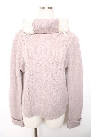 画像: axes femme / レースアップタートルプルオーバー  ラベンダー Y-25-12-17-075-AX-TO-SZ-ZY