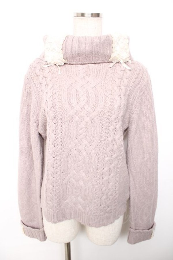 画像1: axes femme / レースアップタートルプルオーバー  ラベンダー Y-25-12-17-075-AX-TO-SZ-ZY (1)