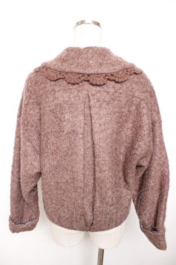 画像2: axes femme / レース使いニットジャケット  ブラウン Y-25-12-17-076-AX-JA-SZ-ZY (2)