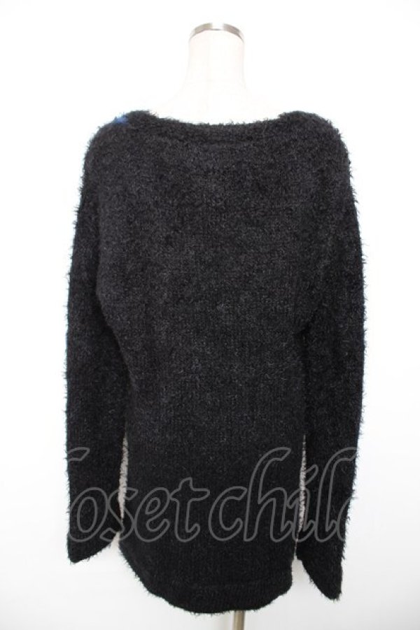 画像2: PUTUMAYO / クロスシャギーニットカーディガン  黒×青 Y-25-12-17-081-PT-TO-SZ-ZY (2)