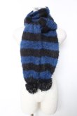 画像1: PUTUMAYO / ポンポンモールマフラー  黒×青 Y-25-12-17-012-PT-ZA-SZ-ZY (1)