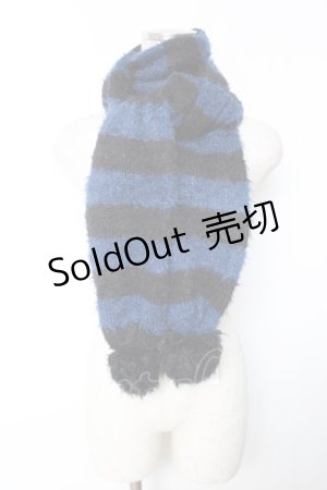 画像: PUTUMAYO / ポンポンモールマフラー  黒×青 Y-25-12-17-012-PT-ZA-SZ-ZY