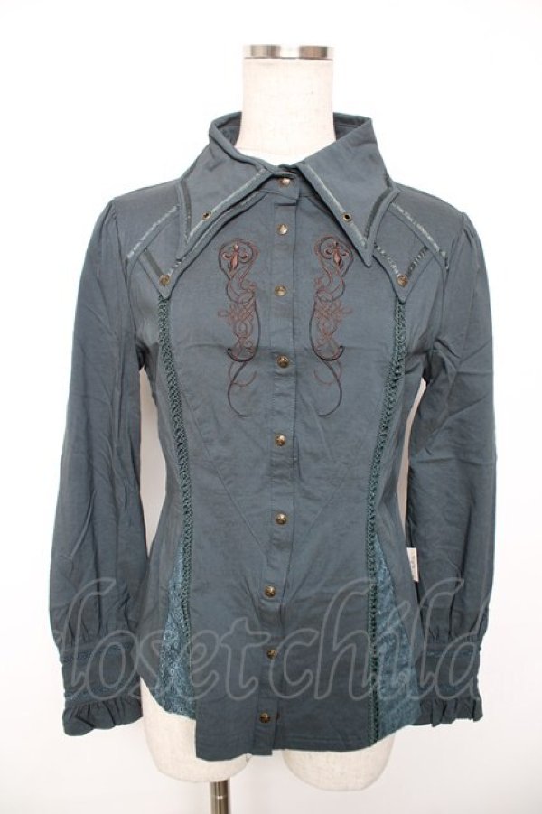 画像1: Rozen Kavalier / 刺繍入りレース切替ブラウス  グリーン Y-25-12-17-083-OO-BL-SZ-ZY (1)