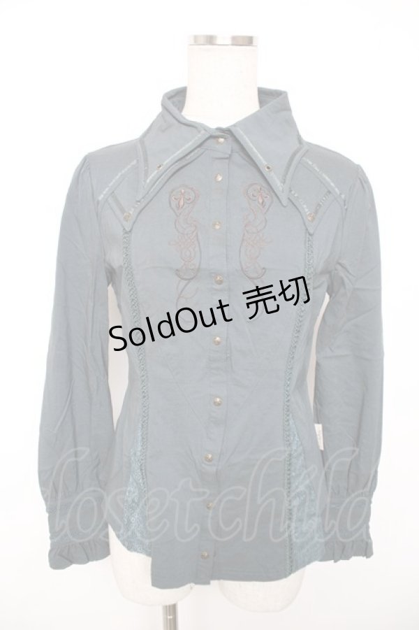 画像1: Rozen Kavalier / 刺繍入りレース切替ブラウス  グリーン Y-25-12-17-083-OO-BL-SZ-ZY (1)