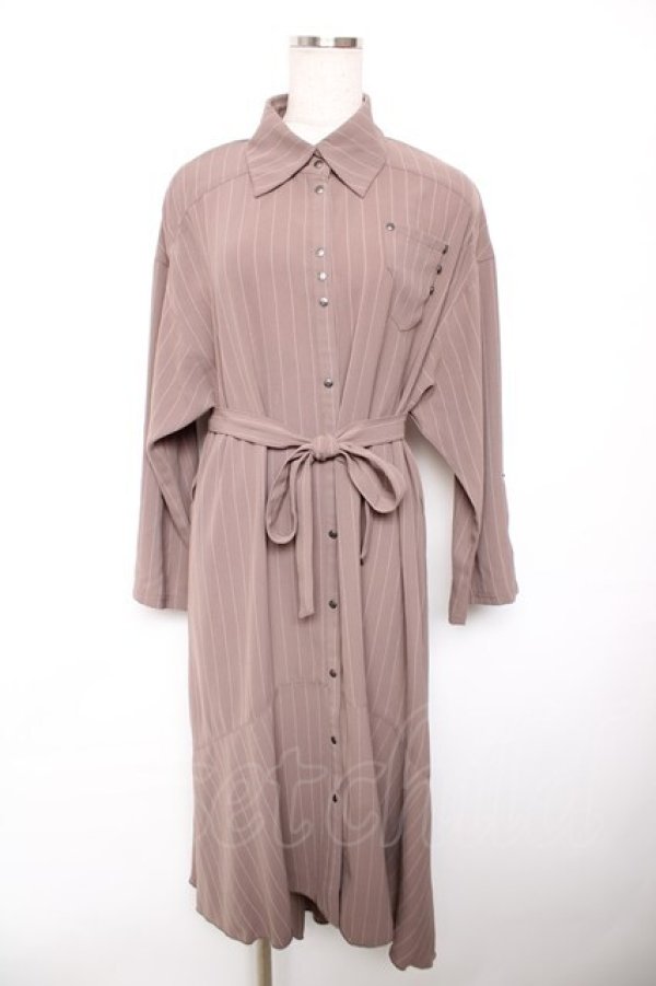 画像1: Rozen Kavalier / ストライプシャツワンピース  ブラウン Y-25-12-17-084-OO-OP-SZ-ZY (1)