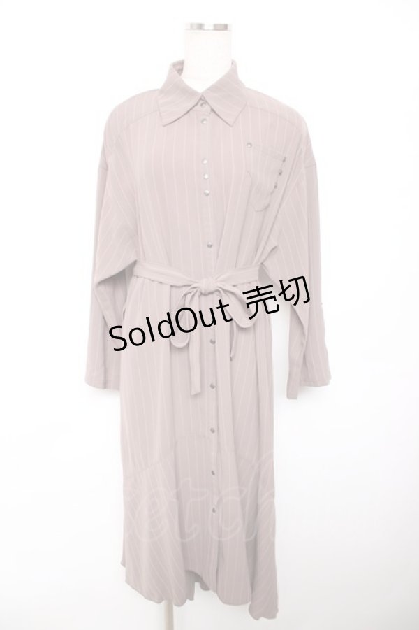 画像1: Rozen Kavalier / ストライプシャツワンピース  ブラウン Y-25-12-17-084-OO-OP-SZ-ZY (1)