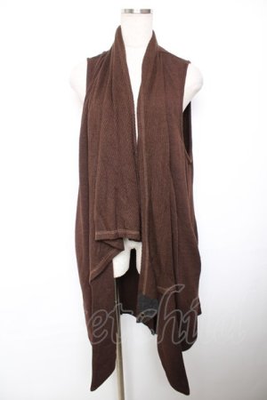 画像: Ozz Croce / プリント入りフリルニットカーディガン  ブラウン Y-25-12-17-086-OO-TO-SZ-ZY