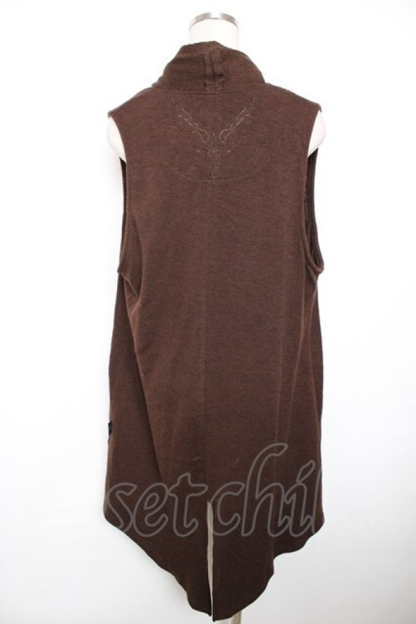 画像2: Ozz Croce / プリント入りフリルニットカーディガン  ブラウン Y-25-12-17-086-OO-TO-SZ-ZY (2)