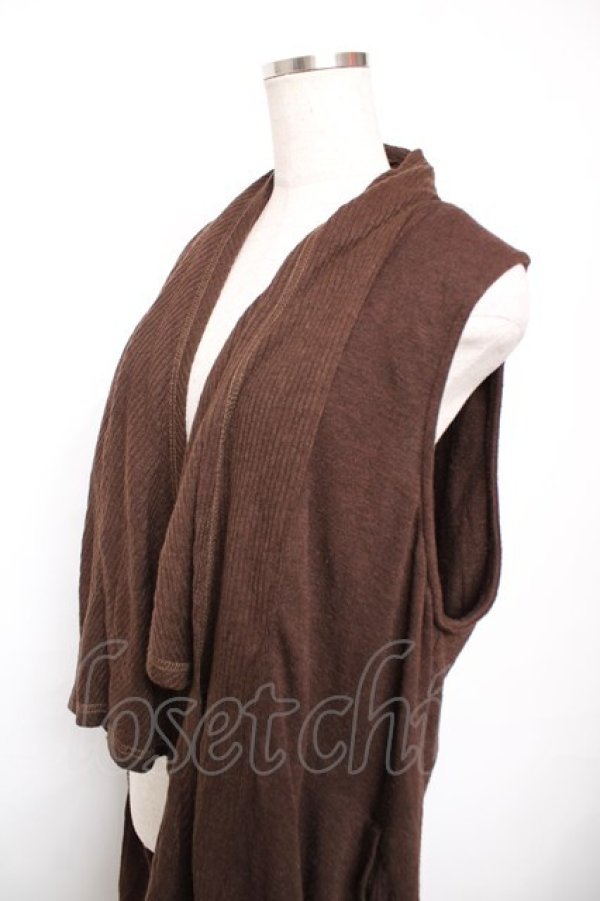 画像3: Ozz Croce / プリント入りフリルニットカーディガン  ブラウン Y-25-12-17-086-OO-TO-SZ-ZY (3)