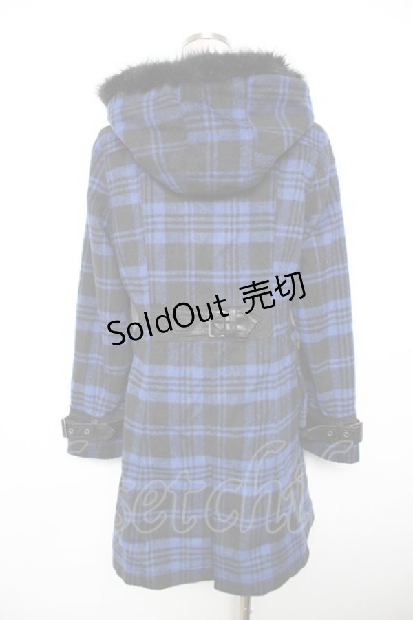 画像2: ALGONQUINS / ベルトデザインダッフルコート 1 黒×青 Y-25-12-17-087-AL-CO-SZ-ZY (2)