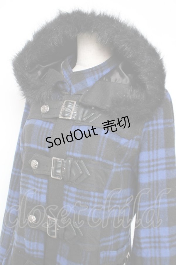 画像3: ALGONQUINS / ベルトデザインダッフルコート 1 黒×青 Y-25-12-17-087-AL-CO-SZ-ZY (3)