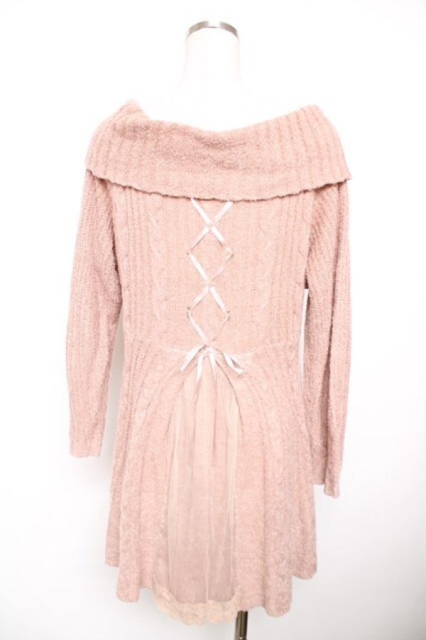画像2: axes femme / バックレースアップニットワンピース  ピンク Y-25-12-17-089-AX-OP-SZ-ZY (2)