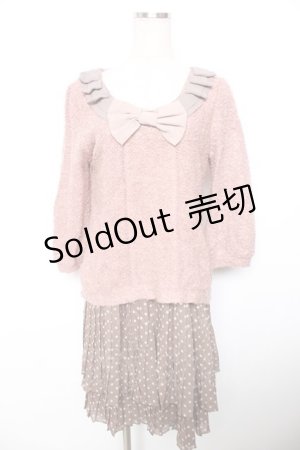 画像: axes femme / 3つリボン切替ワンピース  ピンク Y-25-12-17-090-AX-OP-SZ-ZS