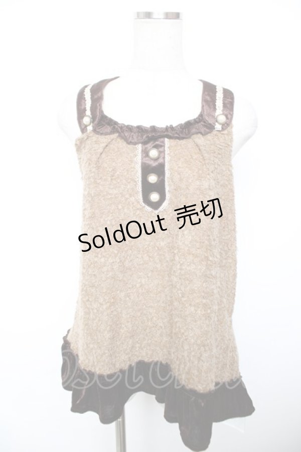 画像1: axes femme / ベロア使いノースリチュニック  ブラウン Y-25-12-17-092-AX-TO-SZ-ZY (1)