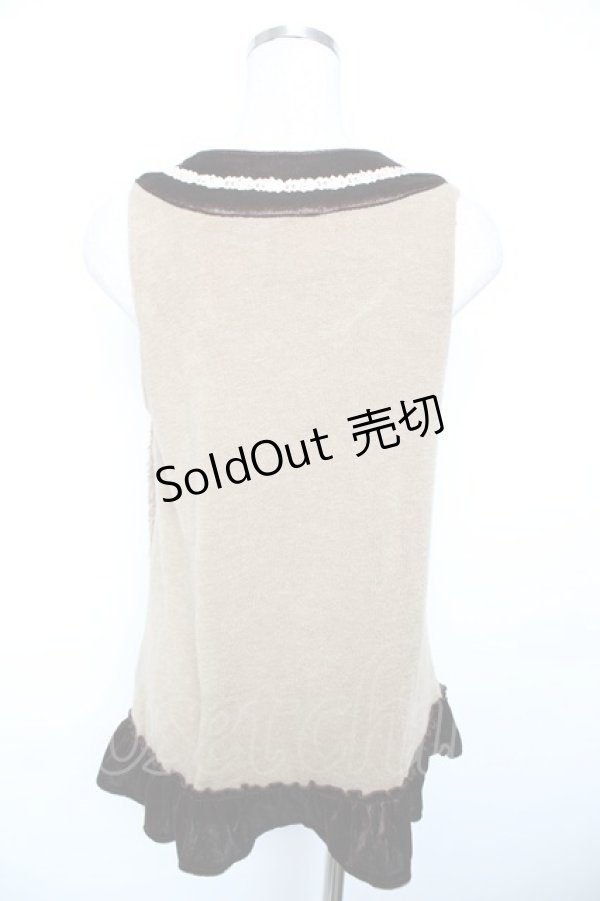 画像2: axes femme / ベロア使いノースリチュニック  ブラウン Y-25-12-17-092-AX-TO-SZ-ZY (2)