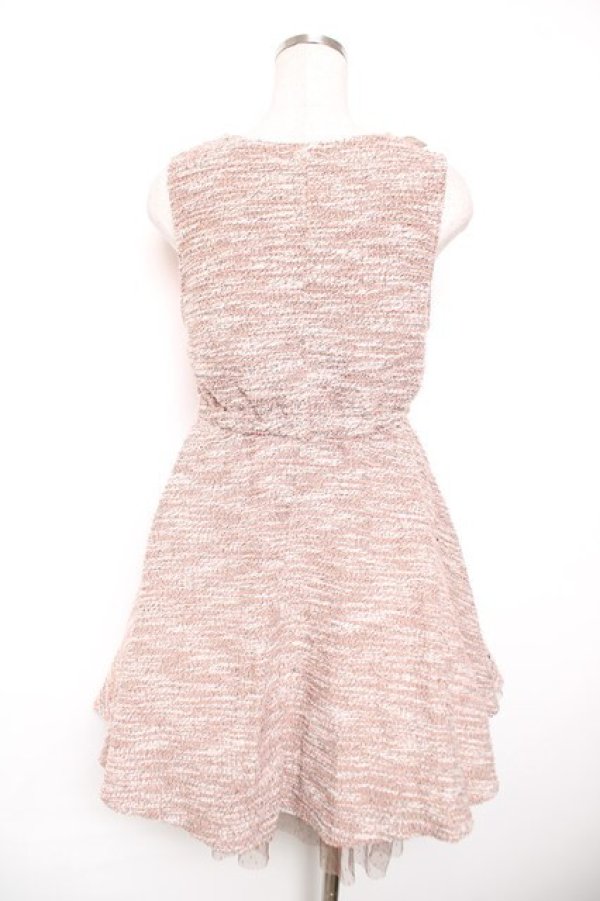 画像2: axes femme / ツイード×レースワンピース  ピンク Y-25-12-17-094-AX-OP-SZ-ZY (2)