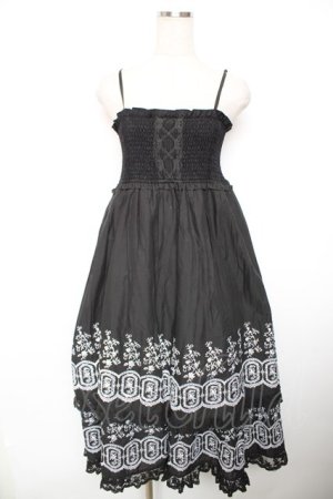 画像: axes femme / 段々刺繍2ｗAYロングスカート M 黒 Y-25-12-17-096-AX-SK-SZ-ZY