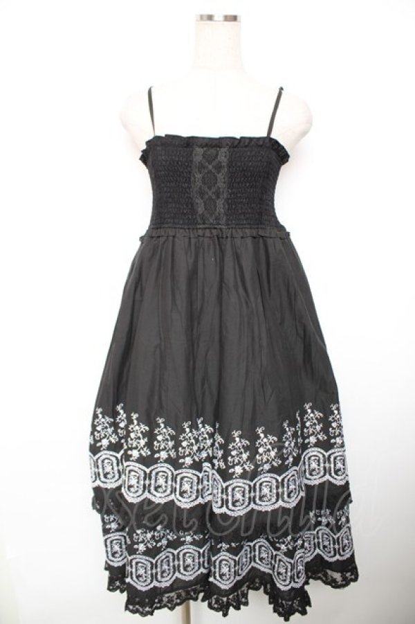 画像1: axes femme / 段々刺繍2ｗAYロングスカート M 黒 Y-25-12-17-096-AX-SK-SZ-ZY (1)