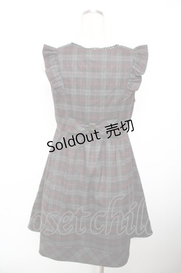 画像2: axes femme / チェック柄リボンジャンドレ  黒 Y-25-12-17-102-AX-OP-SZ-ZY (2)