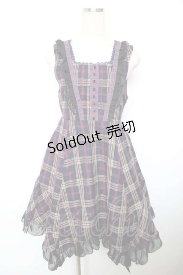 画像1: axes femme / 先染めチェックイレヘムチュニ  紺 Y-25-12-17-104-AX-OP-SZ-ZY (1)