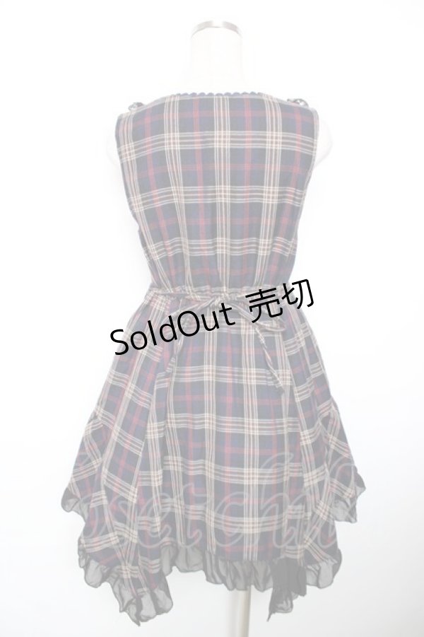 画像2: axes femme / 先染めチェックイレヘムチュニ  紺 Y-25-12-17-104-AX-OP-SZ-ZY (2)