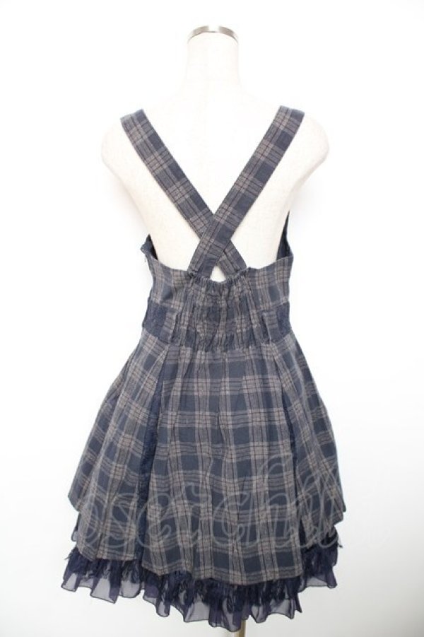 画像2: axes femme / チェック柄ジャンドレ  紺 Y-25-12-17-105-AX-OP-SZ-ZY (2)