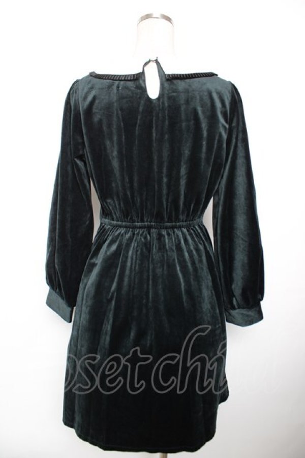 画像2: axes femme POETIQUE / ポケット刺繍ベロアワンピース M グリーン３ Y-25-12-17-107-AX-OP-SZ-ZY (2)