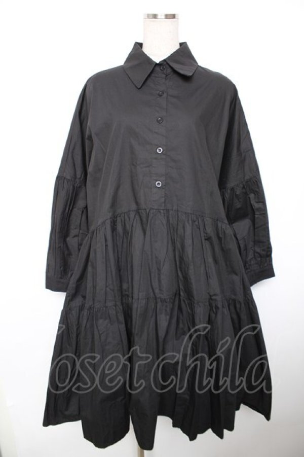 画像1: axes femme / ティアードシャツワンピース  黒 Y-25-12-17-110-AX-OP-SZ-ZY (1)