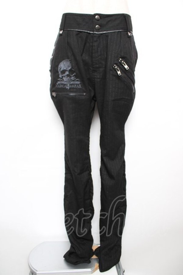 画像1: SEX POT ReVeNGe / ラメストライプパンツ M 黒 Y-25-12-17-118-SP-PA-SZ-ZY (1)