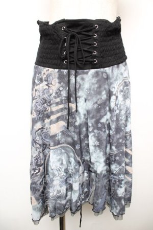 画像: Ozz Croce / 総柄変形スカート  グレー Y-25-12-17-119-OO-SK-SZ-ZY