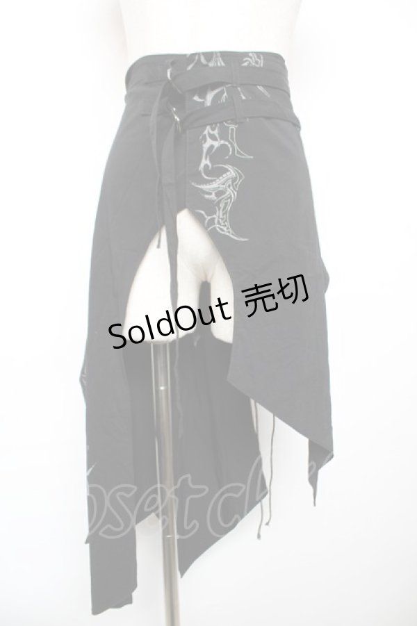 画像1: Ozz Croce / プリント入りオーバースカート  黒 Y-25-12-17-120-OO-SK-SZ-ZY (1)