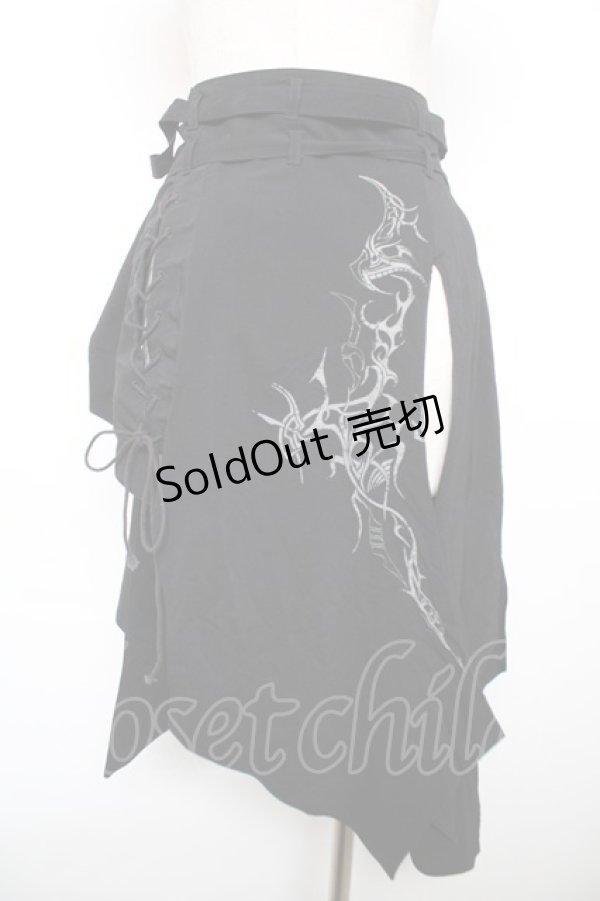 画像2: Ozz Croce / プリント入りオーバースカート  黒 Y-25-12-17-120-OO-SK-SZ-ZY (2)