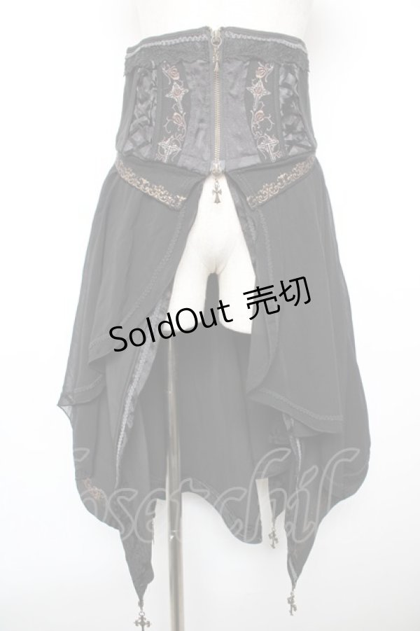 画像1: Ozz oneste / 薔薇十字刺繍イレギュラーオーバーコルセット  黒 Y-25-12-17-121-OO-SK-SZ-ZY (1)