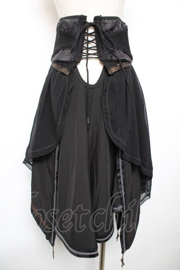 画像2: Ozz oneste / 薔薇十字刺繍イレギュラーオーバーコルセット  黒 Y-25-12-17-121-OO-SK-SZ-ZY (2)