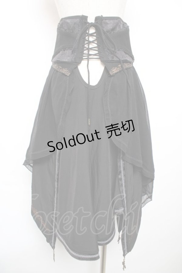 画像2: Ozz oneste / 薔薇十字刺繍イレギュラーオーバーコルセット  黒 Y-25-12-17-121-OO-SK-SZ-ZY (2)