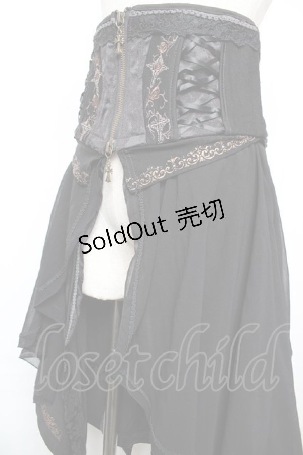 画像3: Ozz oneste / 薔薇十字刺繍イレギュラーオーバーコルセット  黒 Y-25-12-17-121-OO-SK-SZ-ZY (3)