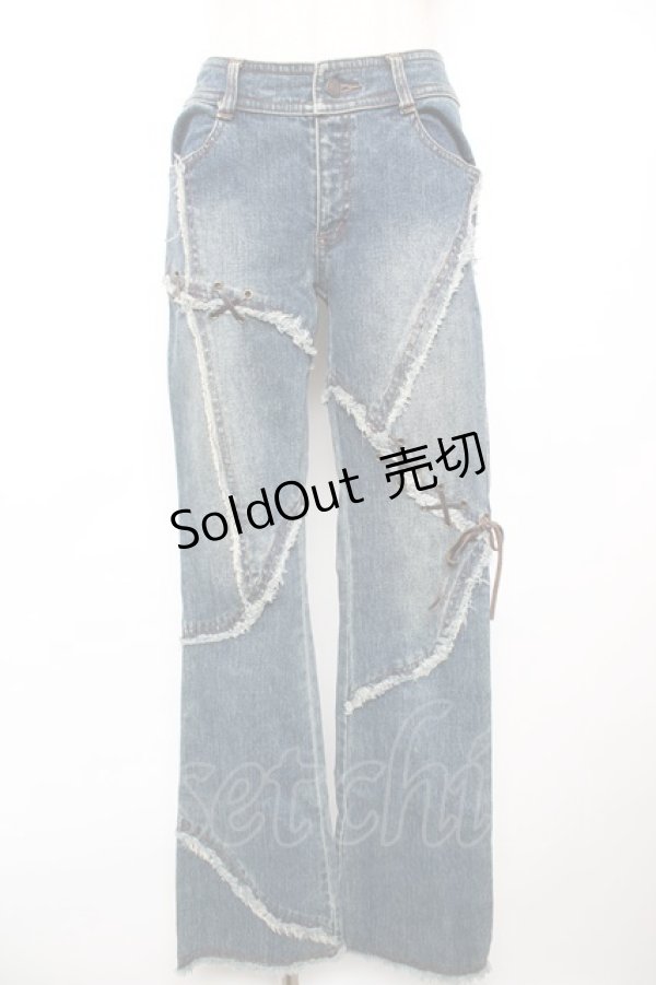 画像1: ALGONQUINS / 編み上げデニムパンツ 1 インディゴ Y-25-12-17-122-AL-PA-SZ-ZY (1)