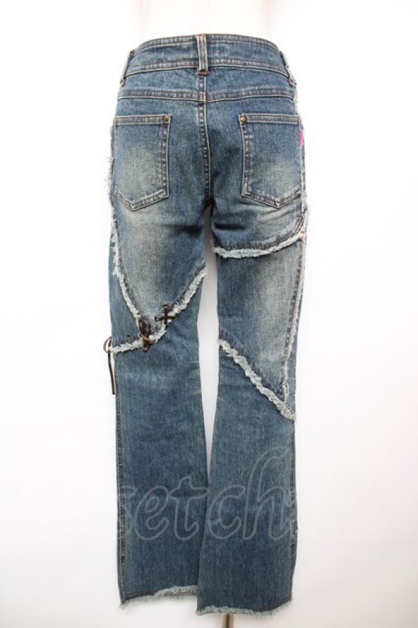 画像2: ALGONQUINS / 編み上げデニムパンツ 1 インディゴ Y-25-12-17-122-AL-PA-SZ-ZY (2)