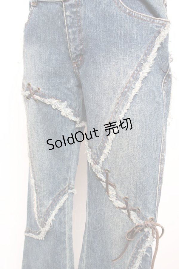 画像3: ALGONQUINS / 編み上げデニムパンツ 1 インディゴ Y-25-12-17-122-AL-PA-SZ-ZY (3)