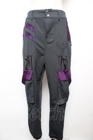 画像: Ozz conte / 配色サス付きパンツ  グレー×紫 Y-25-12-17-123-OO-PA-SZ-ZY