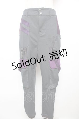 画像: Ozz conte / 配色サス付きパンツ  グレー×紫 Y-25-12-17-123-OO-PA-SZ-ZY