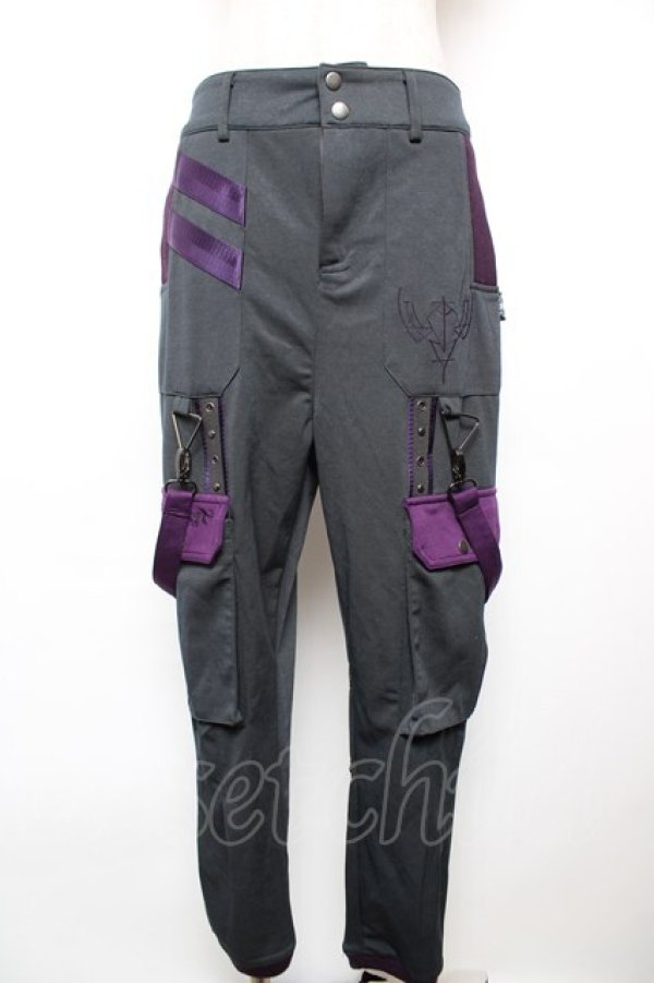 画像1: Ozz conte / 配色サス付きパンツ  グレー×紫 Y-25-12-17-123-OO-PA-SZ-ZY (1)