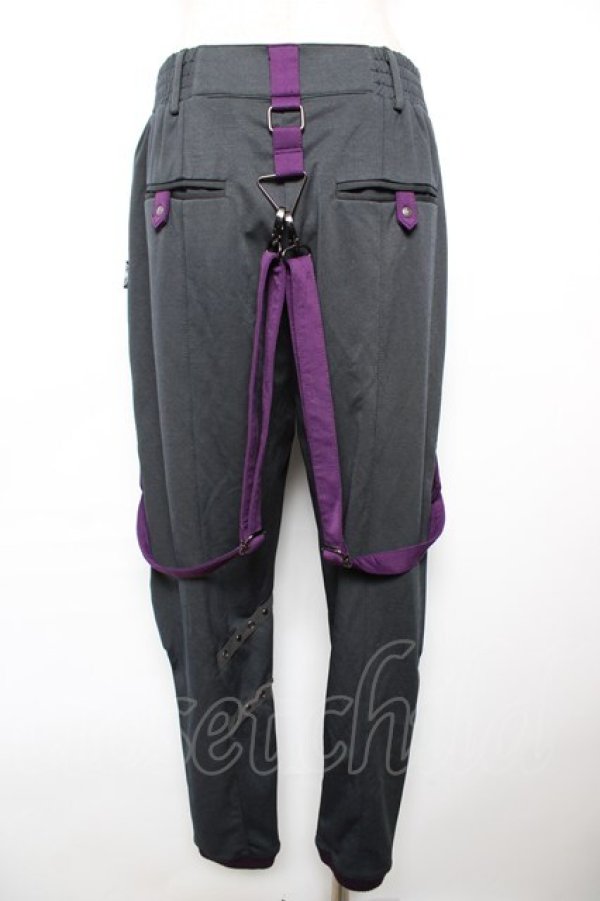 画像2: Ozz conte / 配色サス付きパンツ  グレー×紫 Y-25-12-17-123-OO-PA-SZ-ZY (2)
