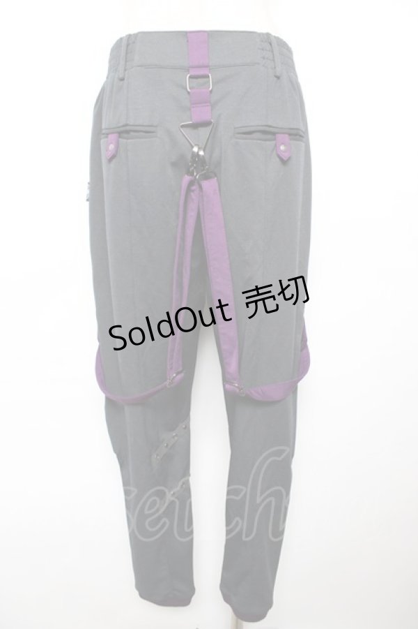 画像2: Ozz conte / 配色サス付きパンツ  グレー×紫 Y-25-12-17-123-OO-PA-SZ-ZY (2)