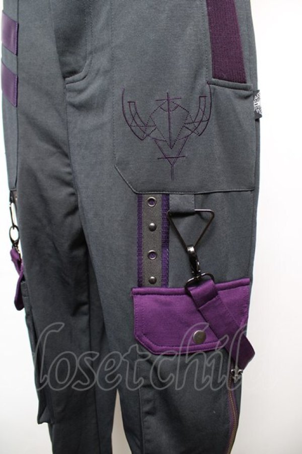 画像3: Ozz conte / 配色サス付きパンツ  グレー×紫 Y-25-12-17-123-OO-PA-SZ-ZY (3)