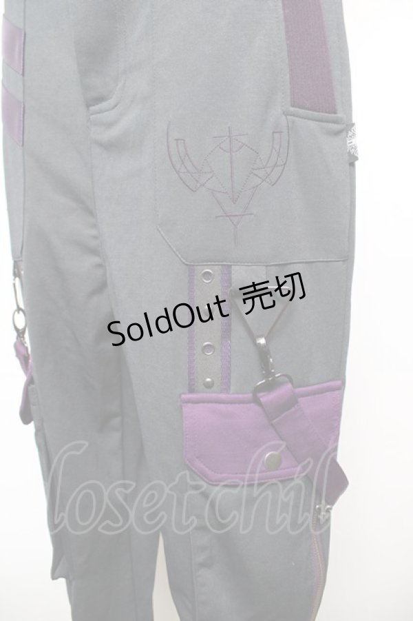 画像3: Ozz conte / 配色サス付きパンツ  グレー×紫 Y-25-12-17-123-OO-PA-SZ-ZY (3)