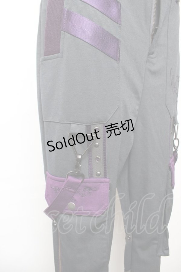 画像4: Ozz conte / 配色サス付きパンツ  グレー×紫 Y-25-12-17-123-OO-PA-SZ-ZY (4)