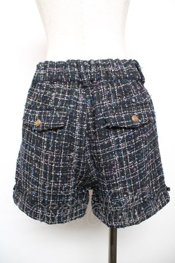 画像2: axes femme / ベロアリボン使いツイードショートパンツ  紺 Y-25-12-17-127-AX-PA-SZ-ZY (2)