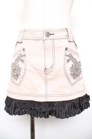 画像: ALGONQUINS / 刺繍ポケットデニムスカート  ピンク Y-25-12-17-131-AL-SK-SZ-ZY