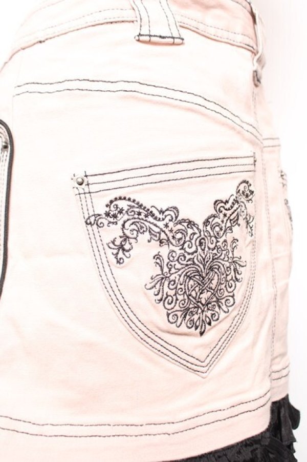 画像3: ALGONQUINS / 刺繍ポケットデニムスカート  ピンク Y-25-12-17-131-AL-SK-SZ-ZY (3)